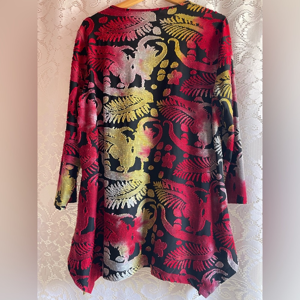 Multiples Red Gold Black White Patterned Assymetr… - image 8